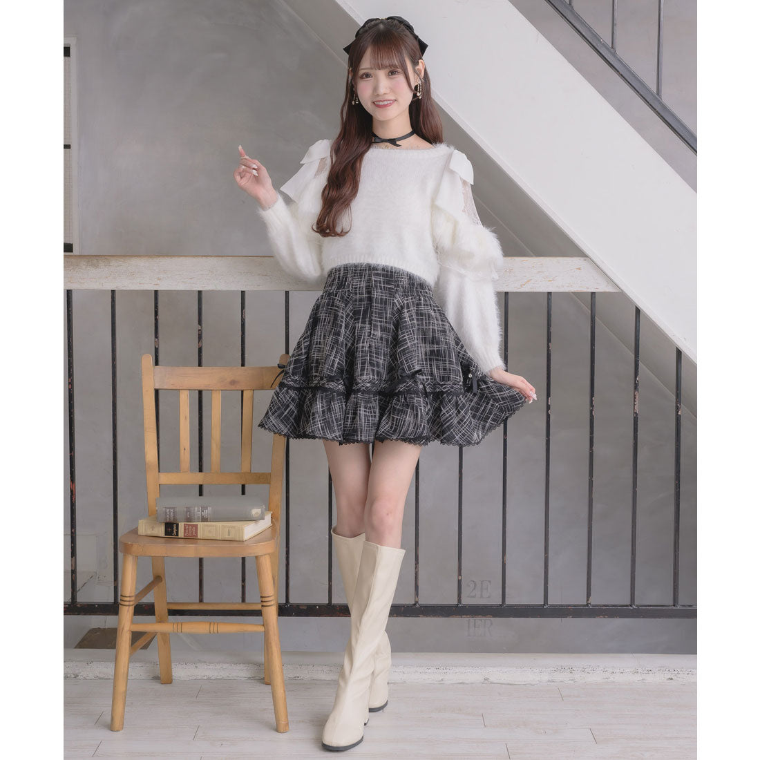 クチュールバイロジータ couture BY ROJITA リボン付ウエストシャーリングスカート （チェック） チェック