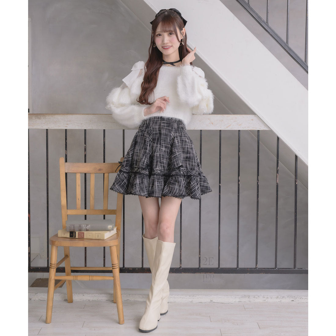 クチュールバイロジータ couture BY ROJITA リボン付ウエストシャーリングスカート （チェック） チェック