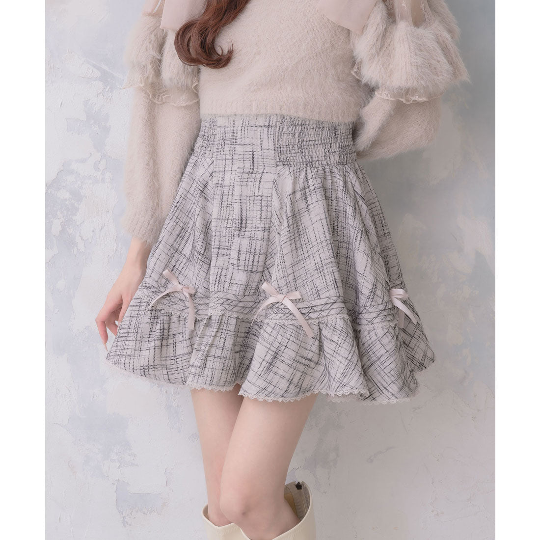 クチュールバイロジータ couture BY ROJITA リボン付ウエストシャーリングスカート （ベージュ） ベージュ