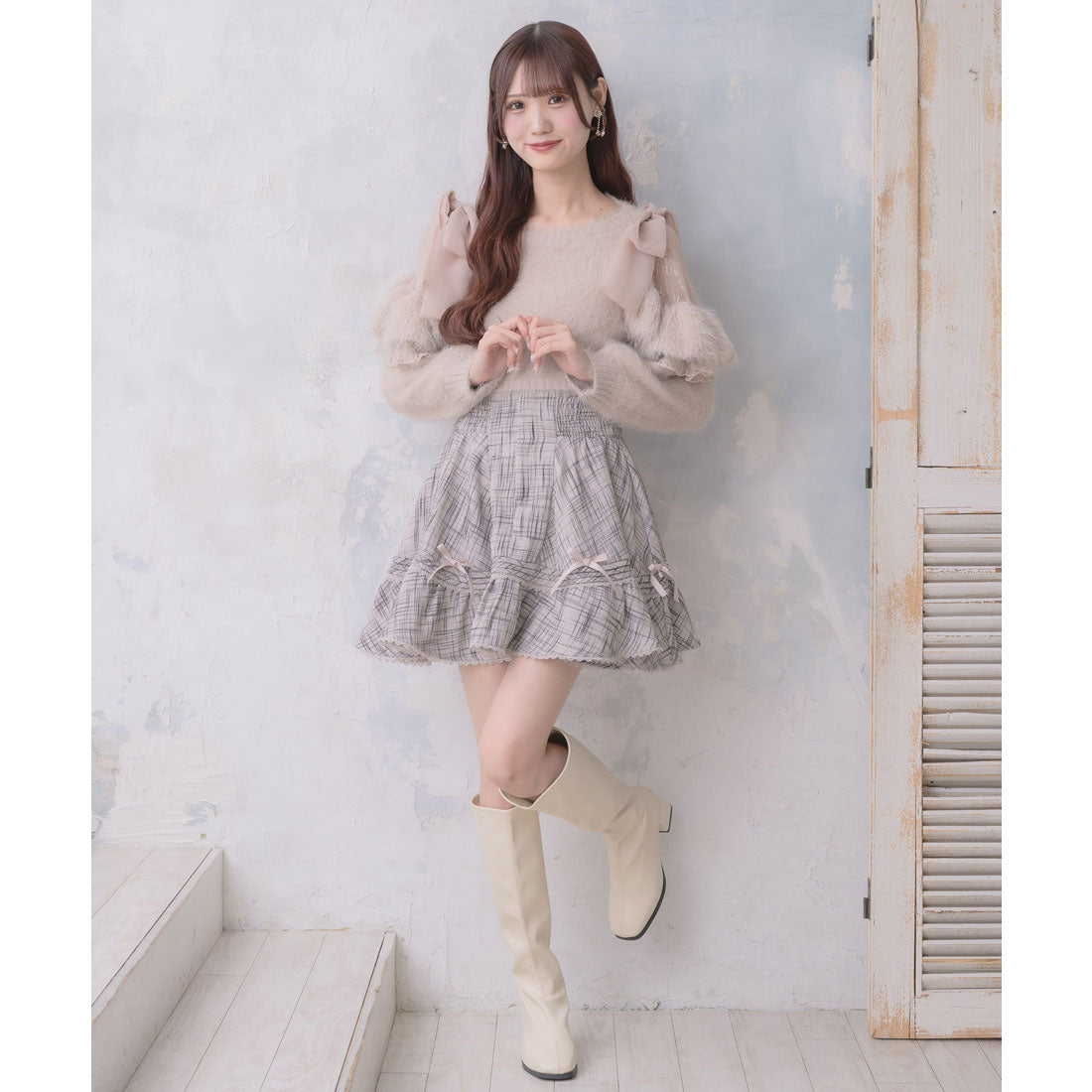 クチュールバイロジータ couture BY ROJITA 肩開リボンシャギーニット （ピンク） ピンク