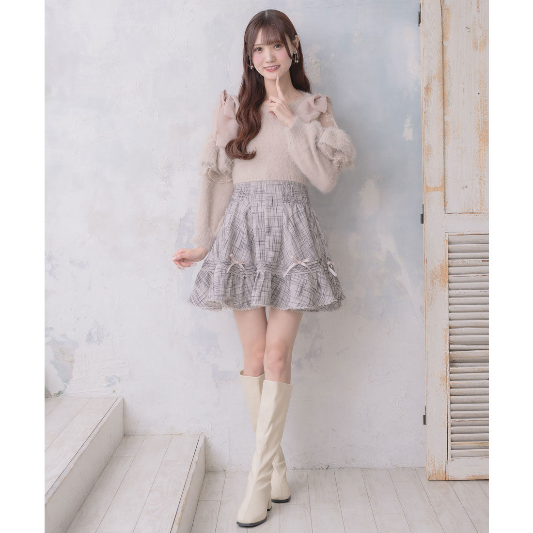 クチュールバイロジータ couture BY ROJITA 肩開リボンシャギーニット （ピンク） ピンク