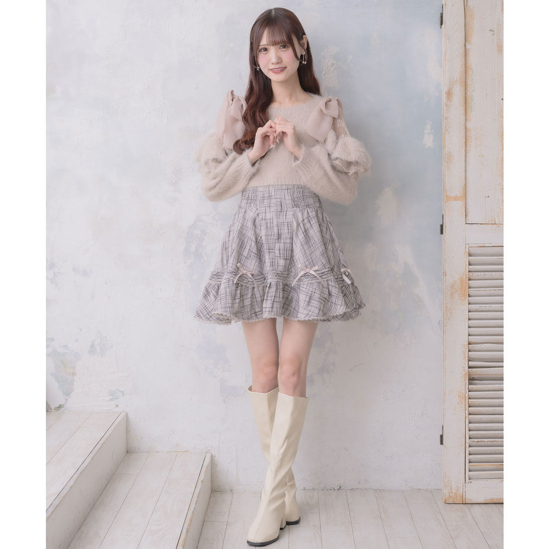 クチュールバイロジータ couture BY ROJITA 肩開リボンシャギーニット （ピンク） ピンク