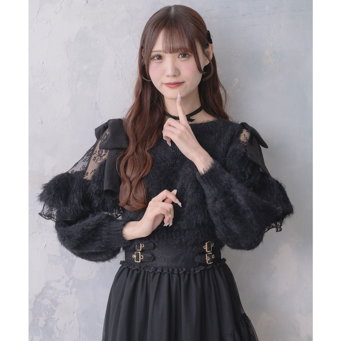 クチュールバイロジータ couture BY ROJITA 肩開リボンシャギーニット （ブラック） ブラック