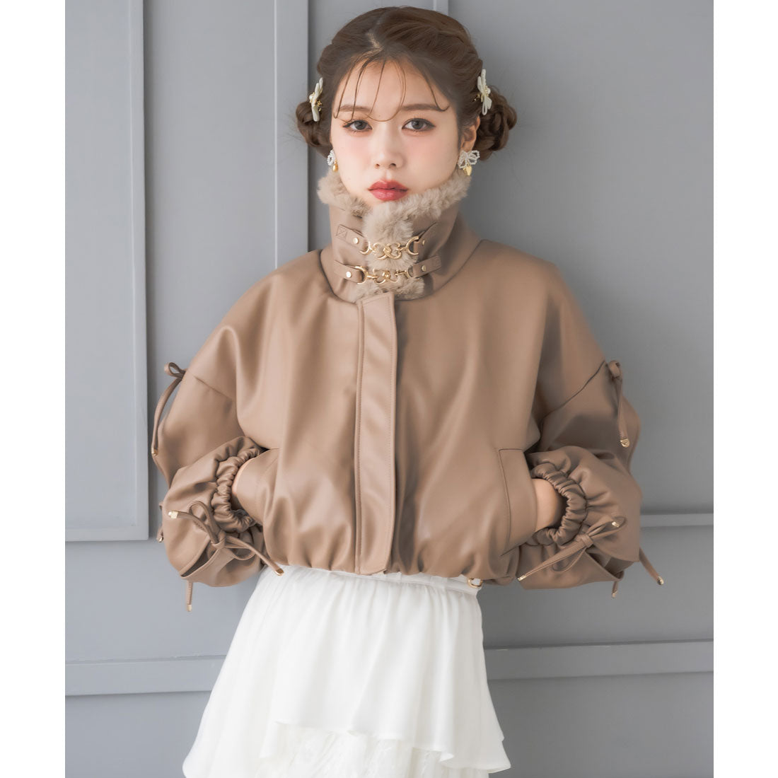 クチュールバイロジータ couture BY ROJITA 2WAYカラーフェイクレザーブルゾン （ブラウン） ブラウン