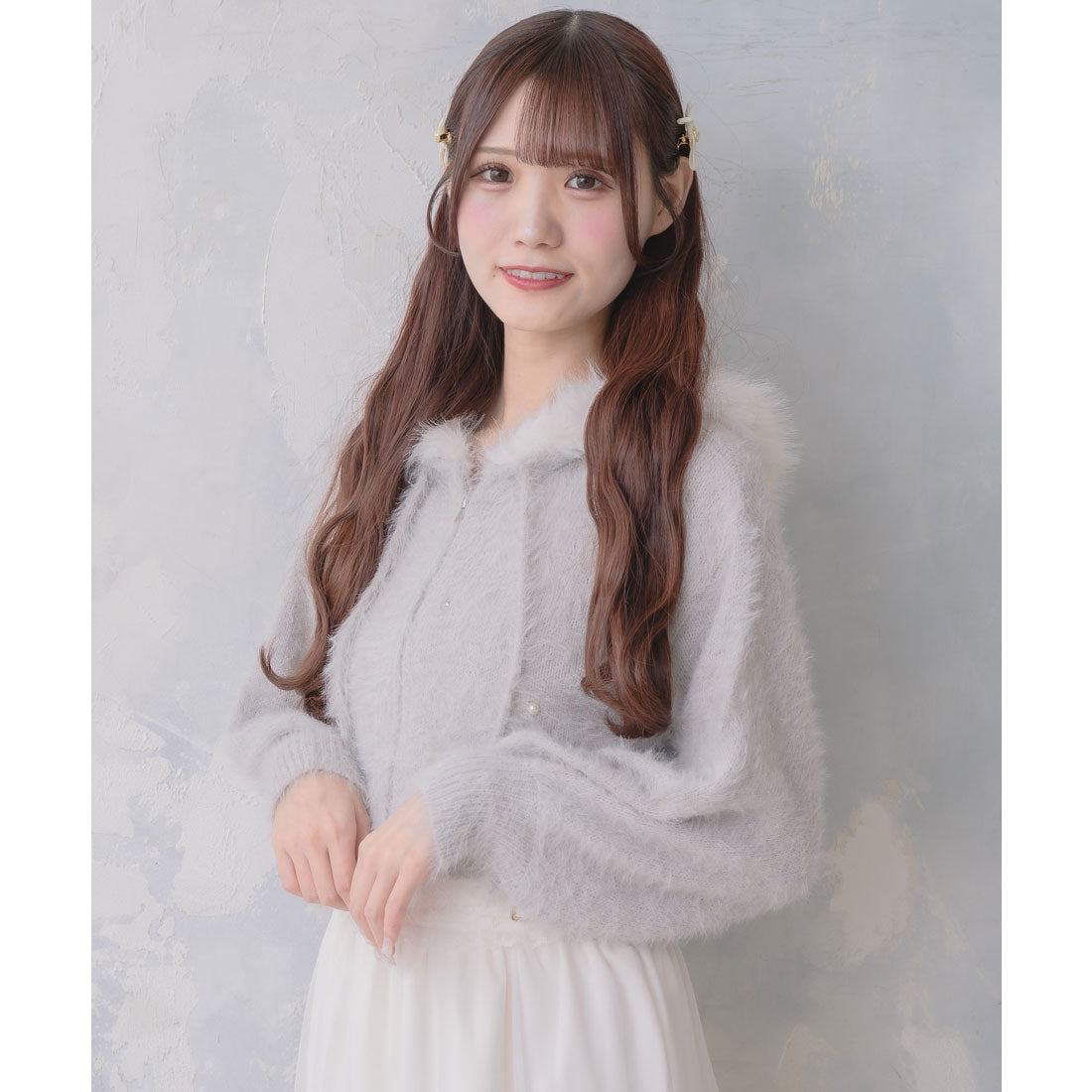 クチュールバイロジータ couture BY ROJITA ラメシャギーニットパーカー （グレー） グレー