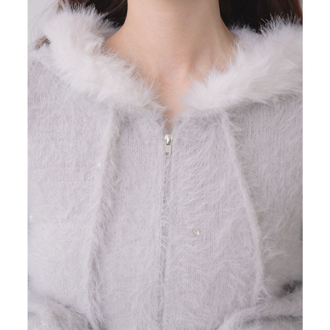 クチュールバイロジータ couture BY ROJITA ラメシャギーニットパーカー （グレー） グレー