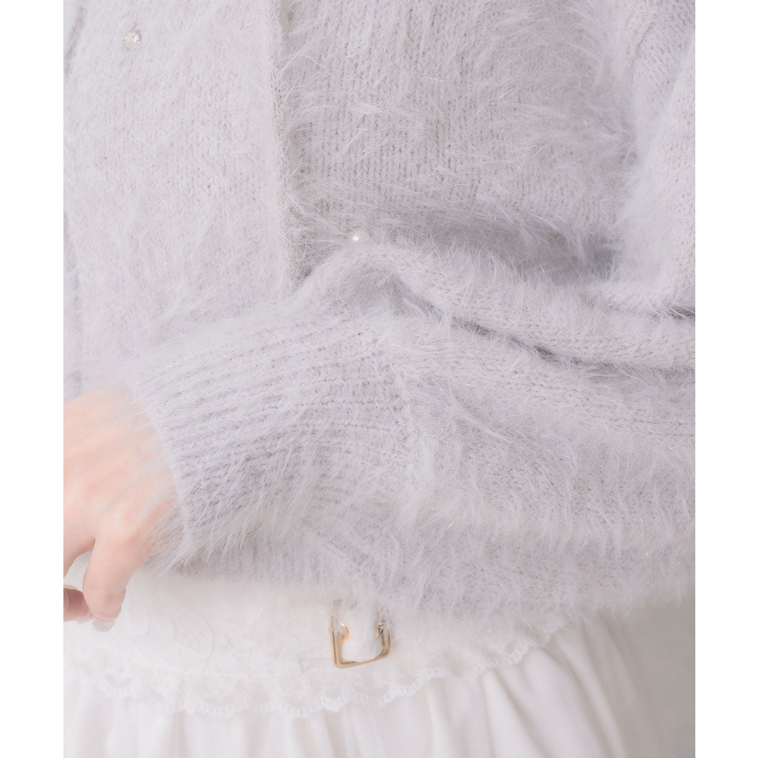 クチュールバイロジータ couture BY ROJITA ラメシャギーニットパーカー （グレー） グレー