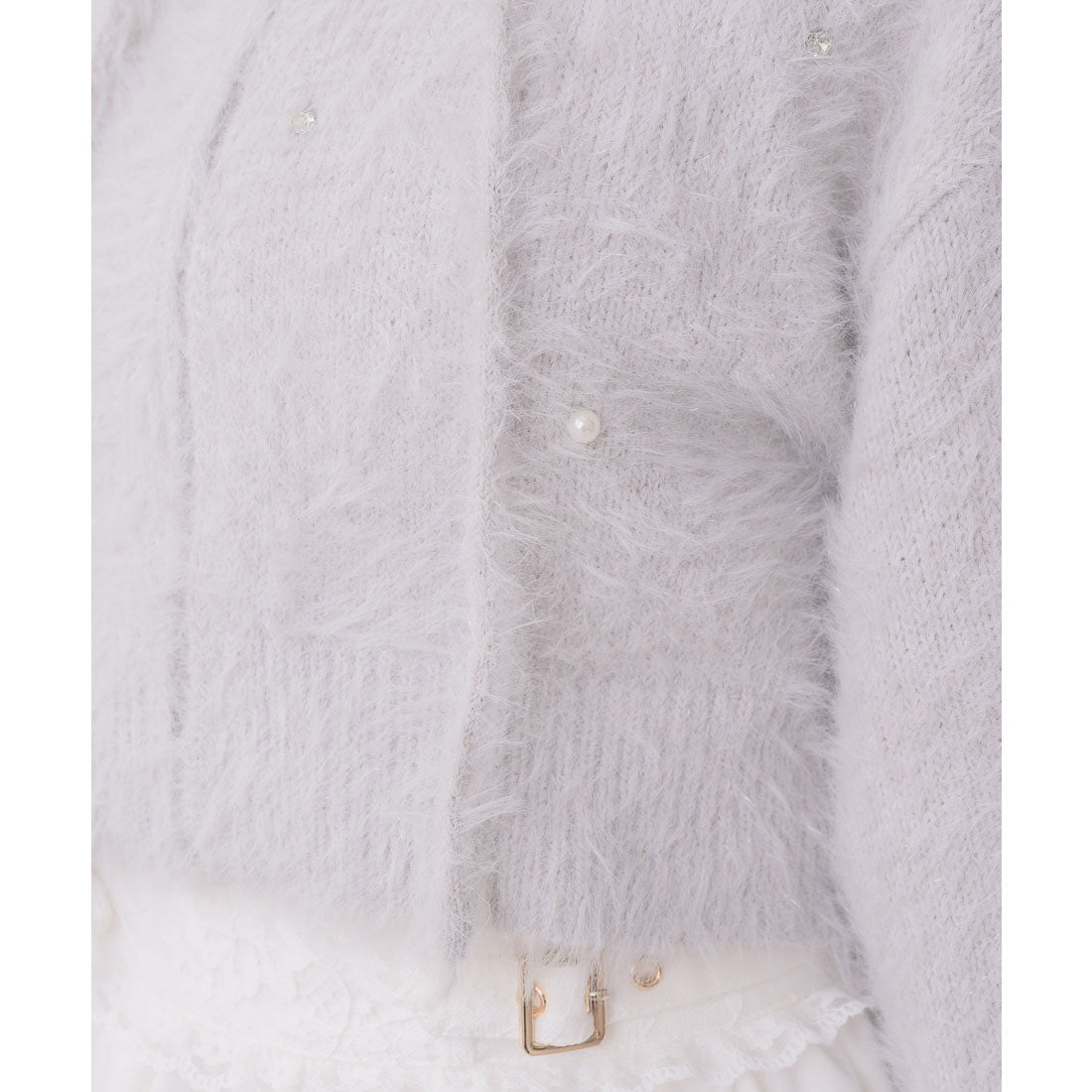 クチュールバイロジータ couture BY ROJITA ラメシャギーニットパーカー （グレー） グレー