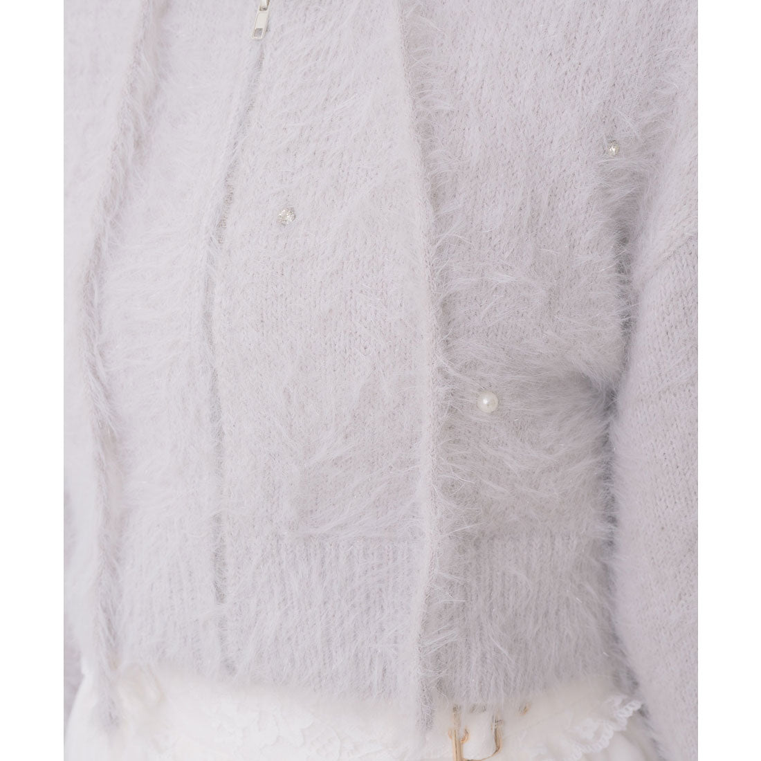 クチュールバイロジータ couture BY ROJITA ラメシャギーニットパーカー （グレー） グレー