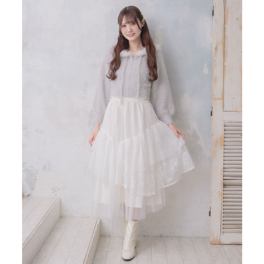 クチュールバイロジータ couture BY ROJITA ラメシャギーニットパーカー （グレー） グレー