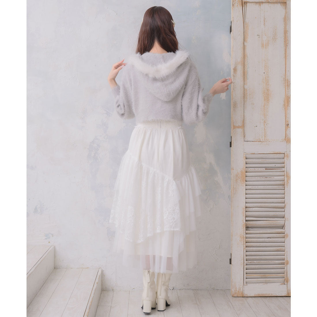 クチュールバイロジータ couture BY ROJITA ラメシャギーニットパーカー （グレー） グレー