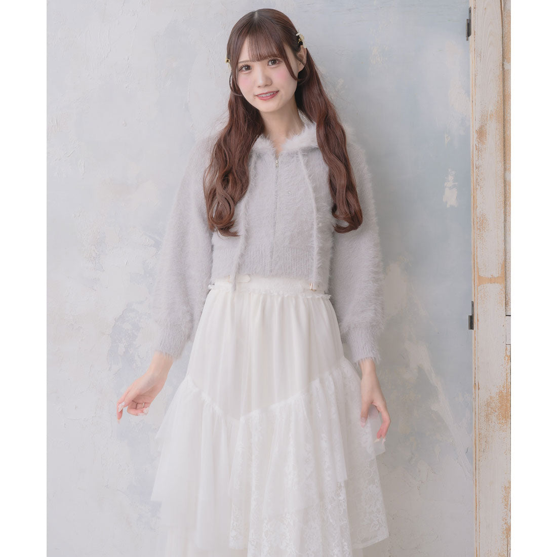 クチュールバイロジータ couture BY ROJITA ラメシャギーニットパーカー （グレー） グレー