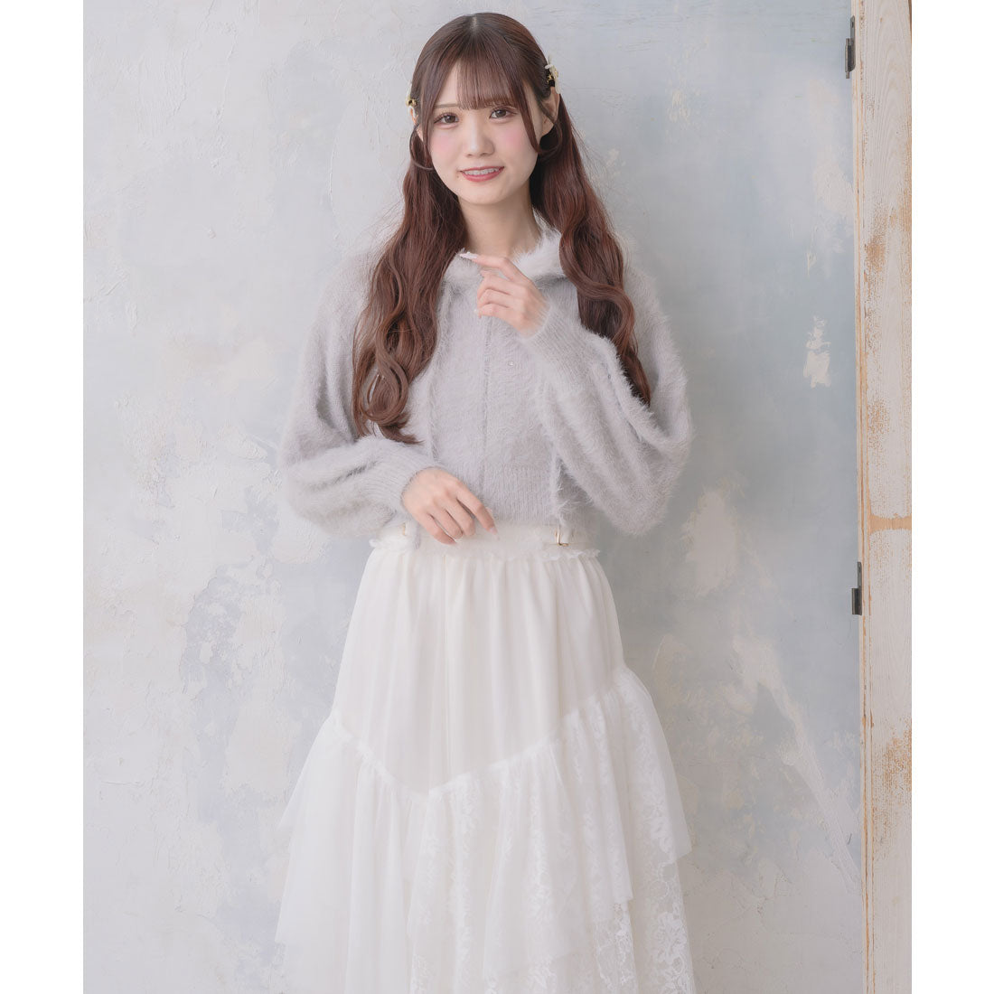 クチュールバイロジータ couture BY ROJITA ラメシャギーニットパーカー （グレー） グレー