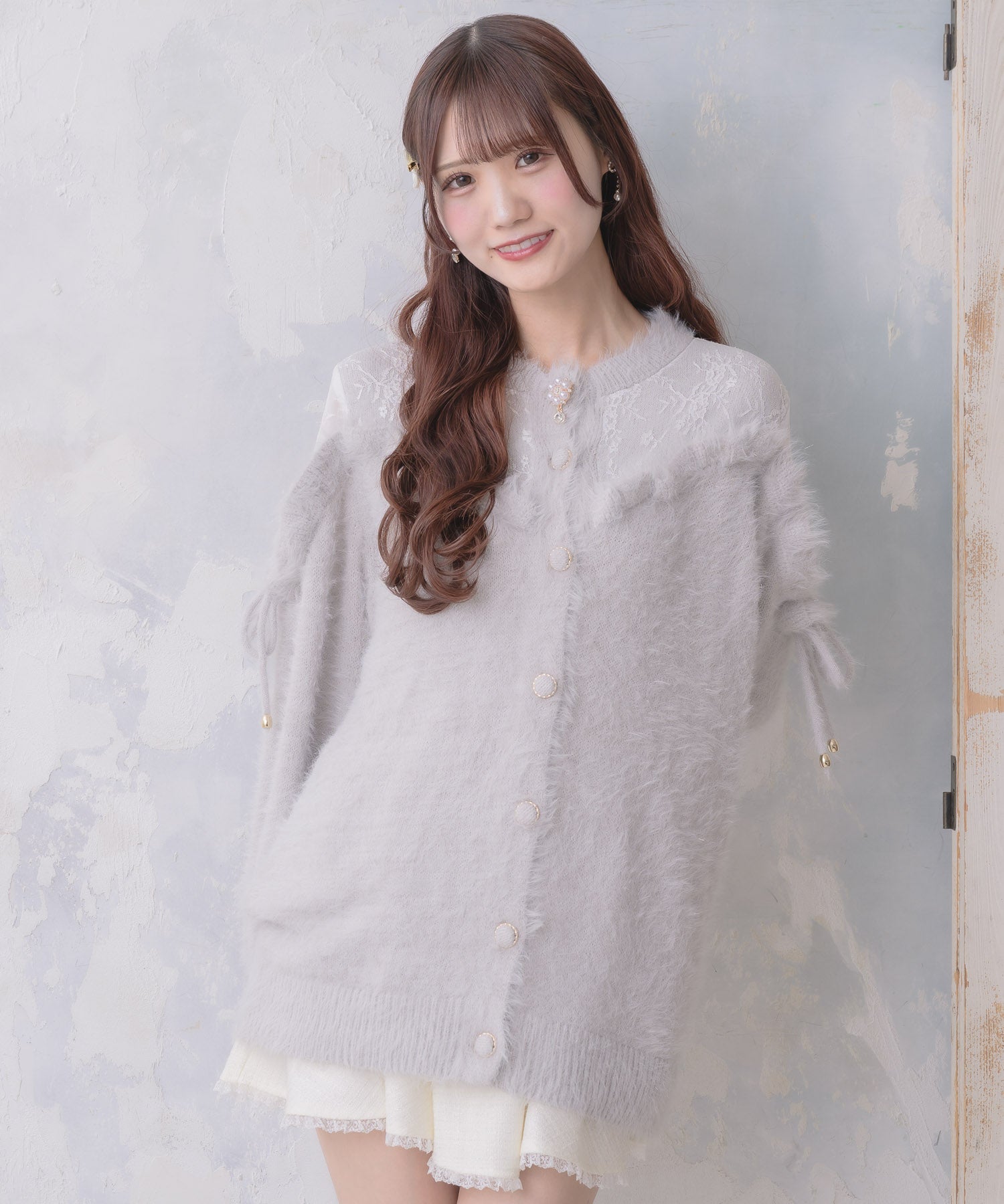 クチュールバイロジータ couture BY ROJITA レース切替ラメシャギーニットワンピース （グレー） グレー