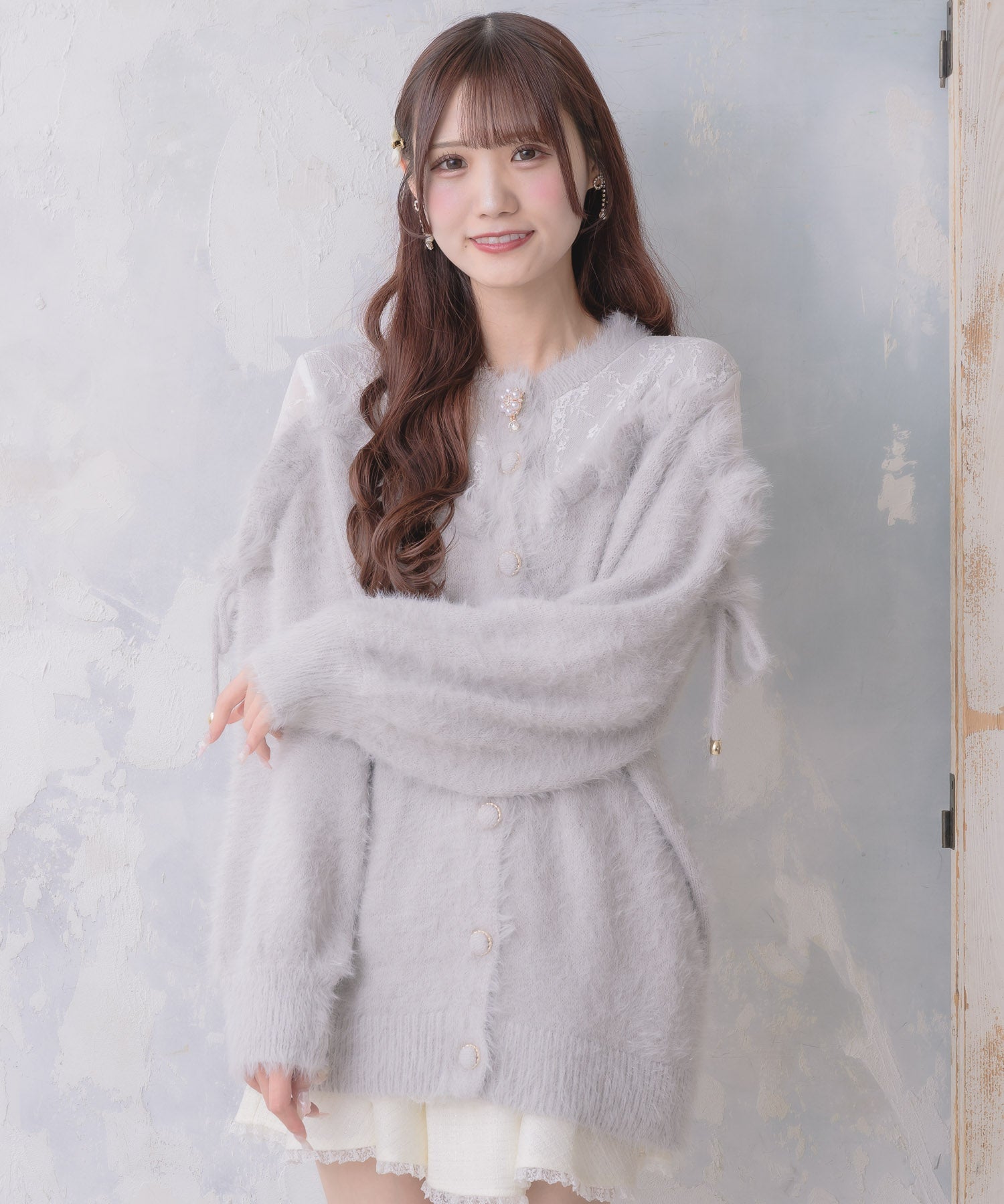 クチュールバイロジータ couture BY ROJITA レース切替ラメシャギーニットワンピース （グレー） グレー