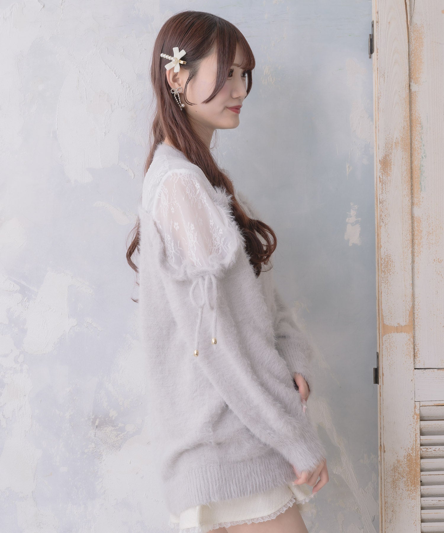 クチュールバイロジータ couture BY ROJITA レース切替ラメシャギーニットワンピース （グレー） グレー