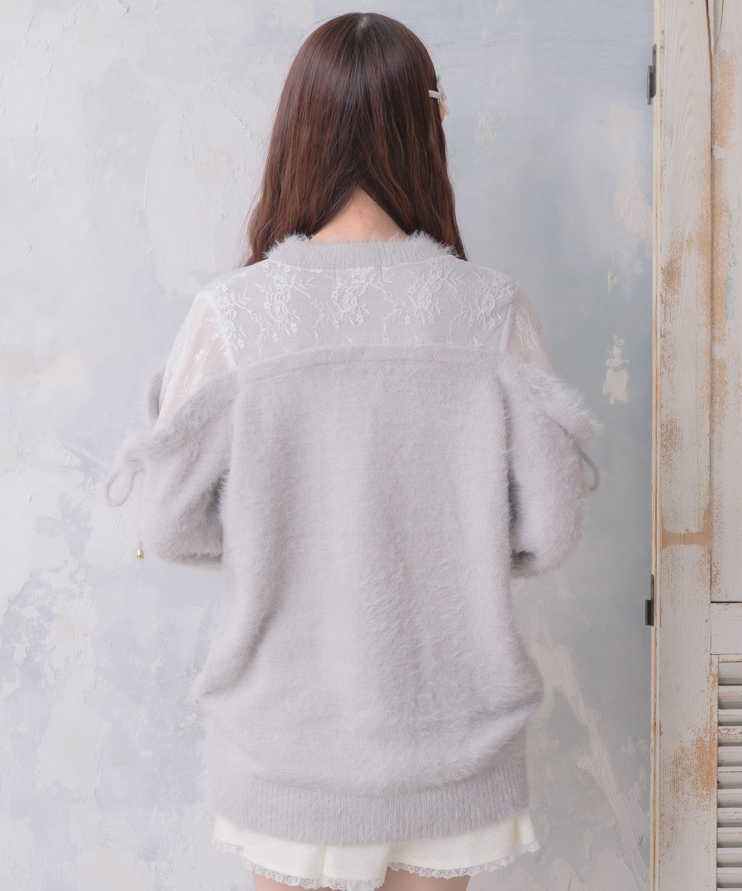 クチュールバイロジータ couture BY ROJITA レース切替ラメシャギーニットワンピース （グレー） グレー