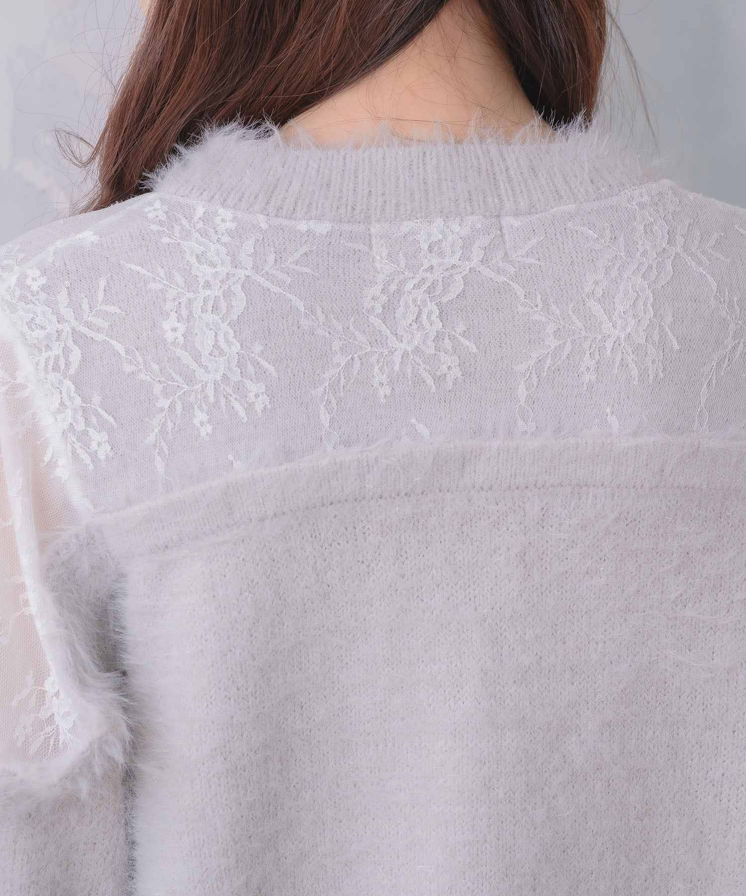 クチュールバイロジータ couture BY ROJITA レース切替ラメシャギーニットワンピース （グレー） グレー