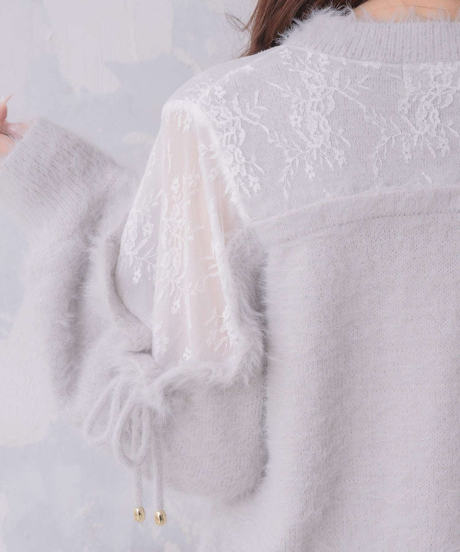 クチュールバイロジータ couture BY ROJITA レース切替ラメシャギーニットワンピース （グレー） グレー