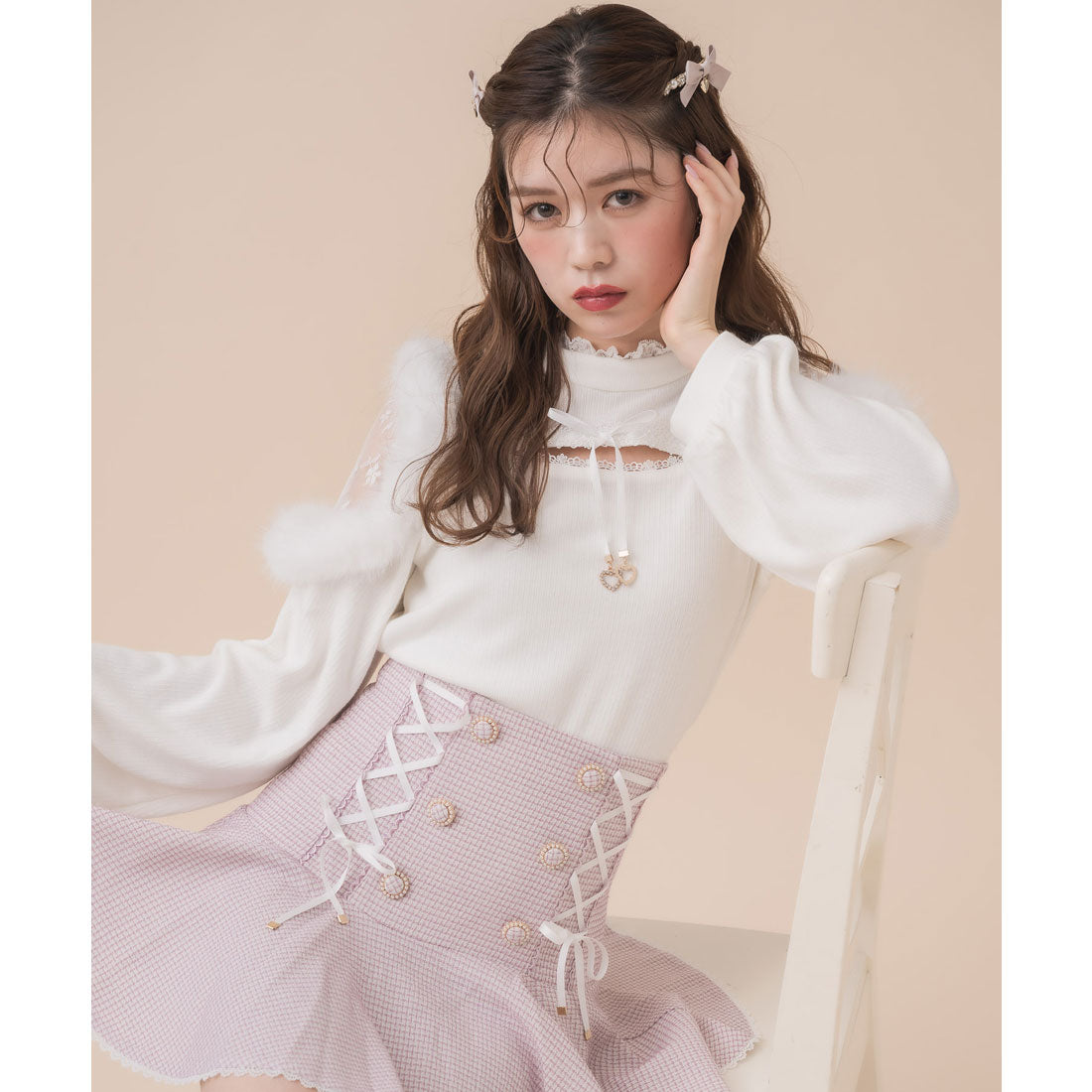 クチュールバイロジータ couture BY ROJITA ファーショルダートップス （ホワイト） ホワイト