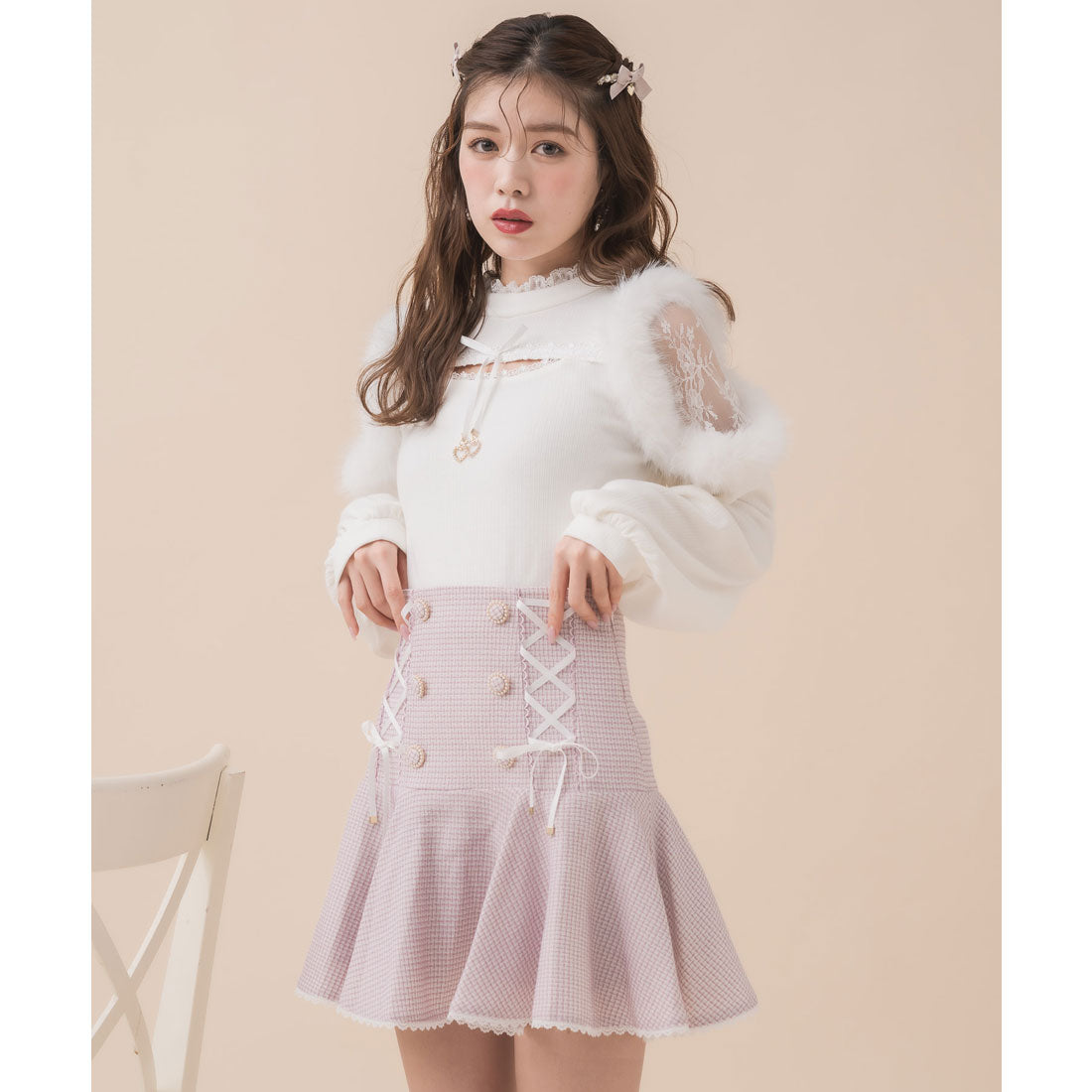 クチュールバイロジータ couture BY ROJITA ファーショルダートップス （ホワイト） ホワイト