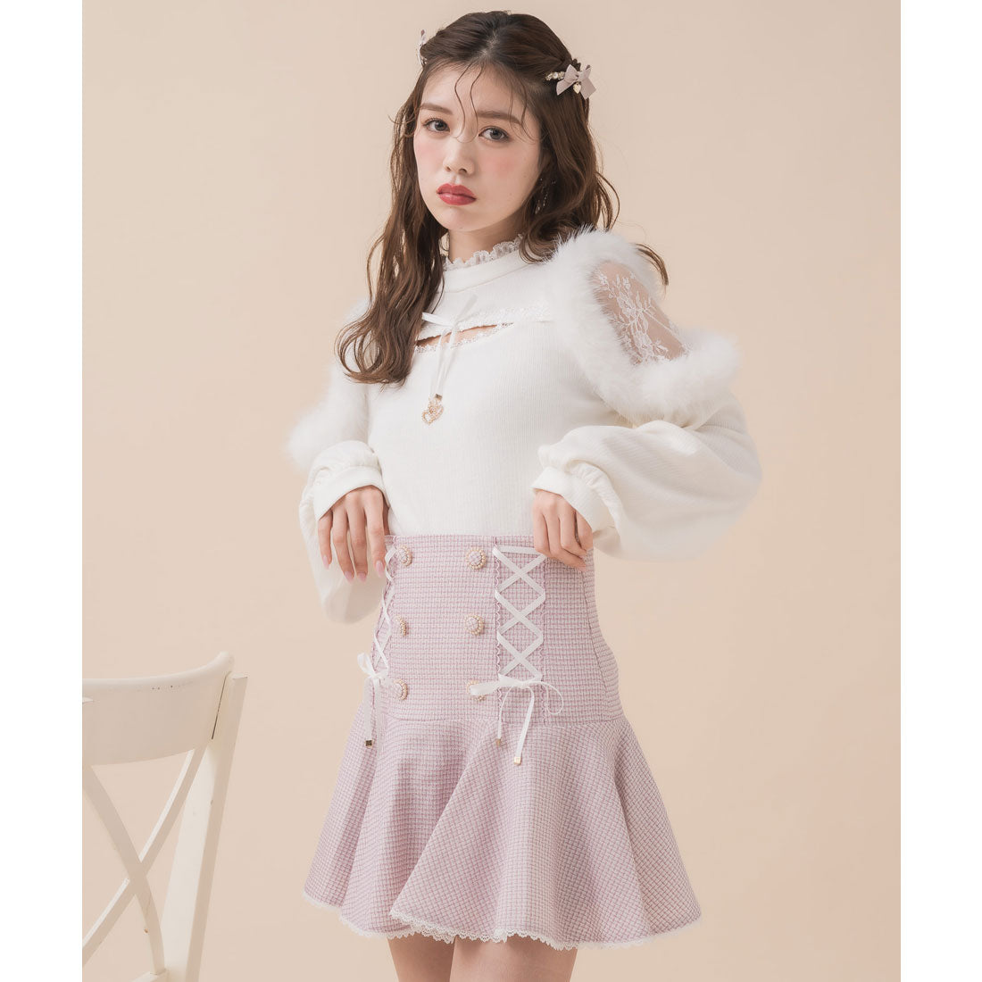 クチュールバイロジータ couture BY ROJITA ファーショルダートップス （ホワイト） ホワイト
