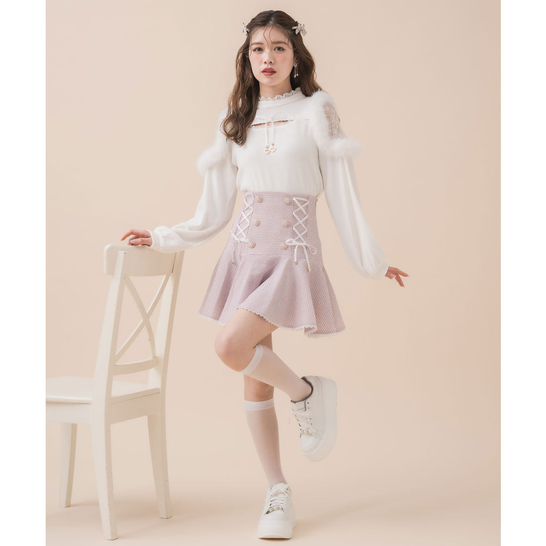 クチュールバイロジータ couture BY ROJITA ファーショルダートップス （ホワイト） ホワイト
