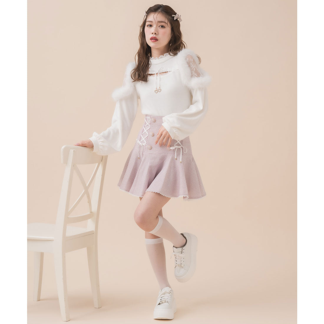 クチュールバイロジータ couture BY ROJITA ファーショルダートップス （ホワイト） ホワイト