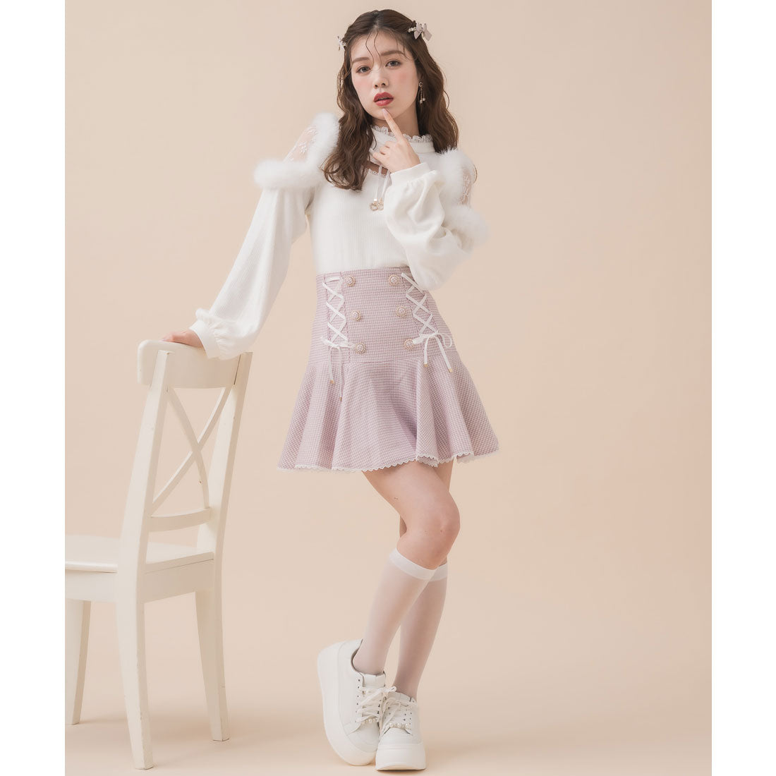 クチュールバイロジータ couture BY ROJITA ファーショルダートップス （ホワイト） ホワイト