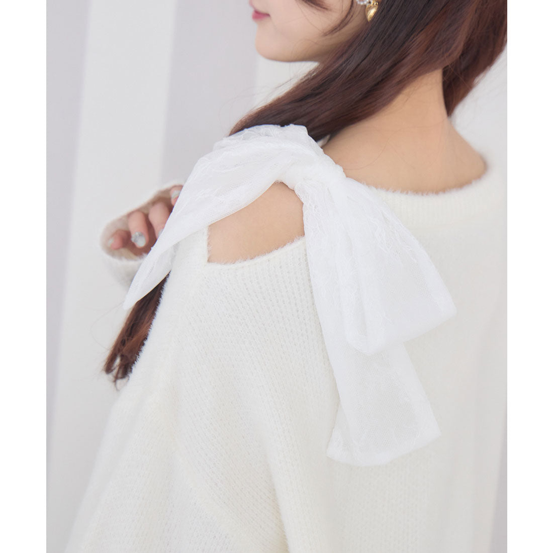 クチュールバイロジータ couture BY ROJITA 肩リボンニットミニワンピース （ホワイト） ホワイト