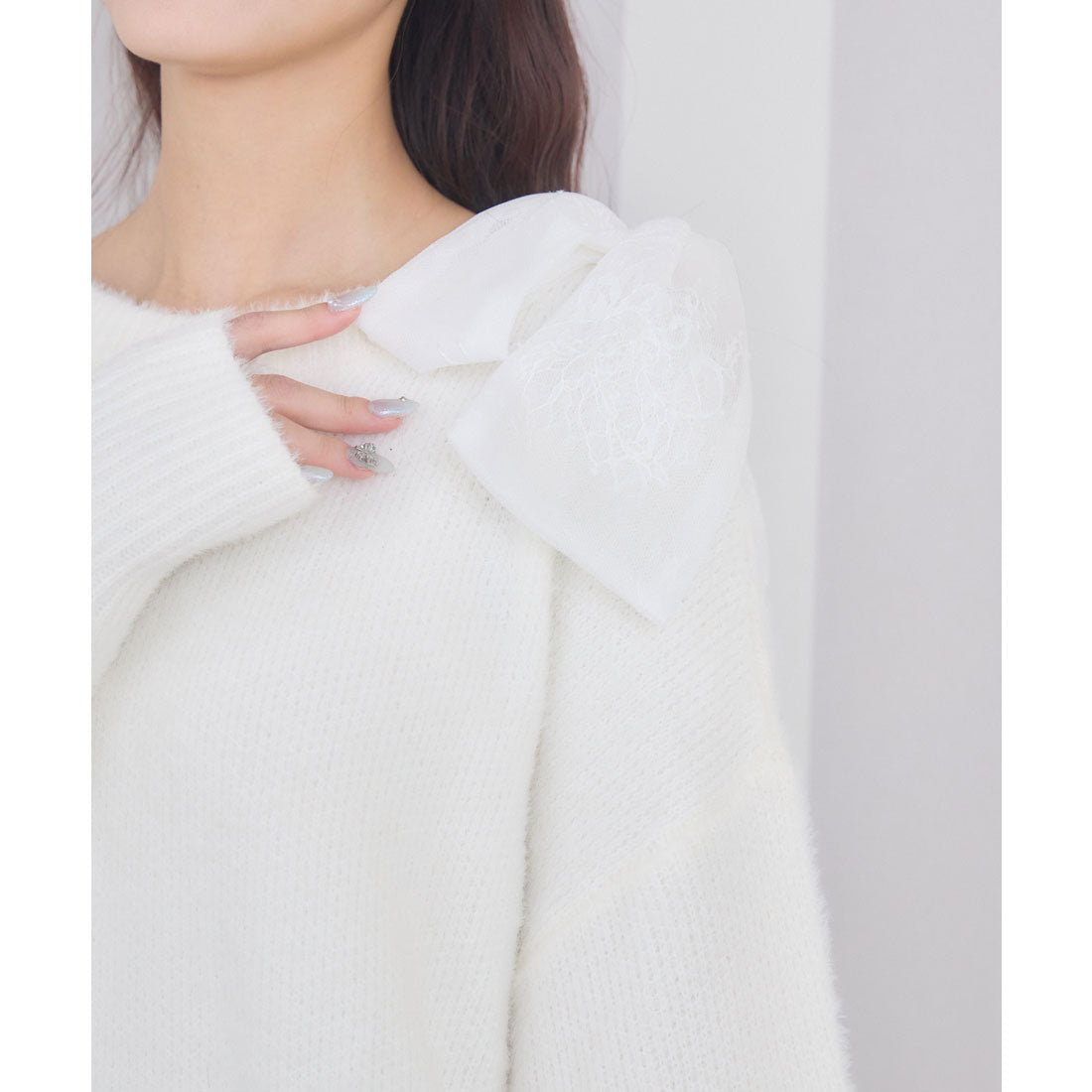 クチュールバイロジータ couture BY ROJITA 肩リボンニットミニワンピース （ホワイト） ホワイト