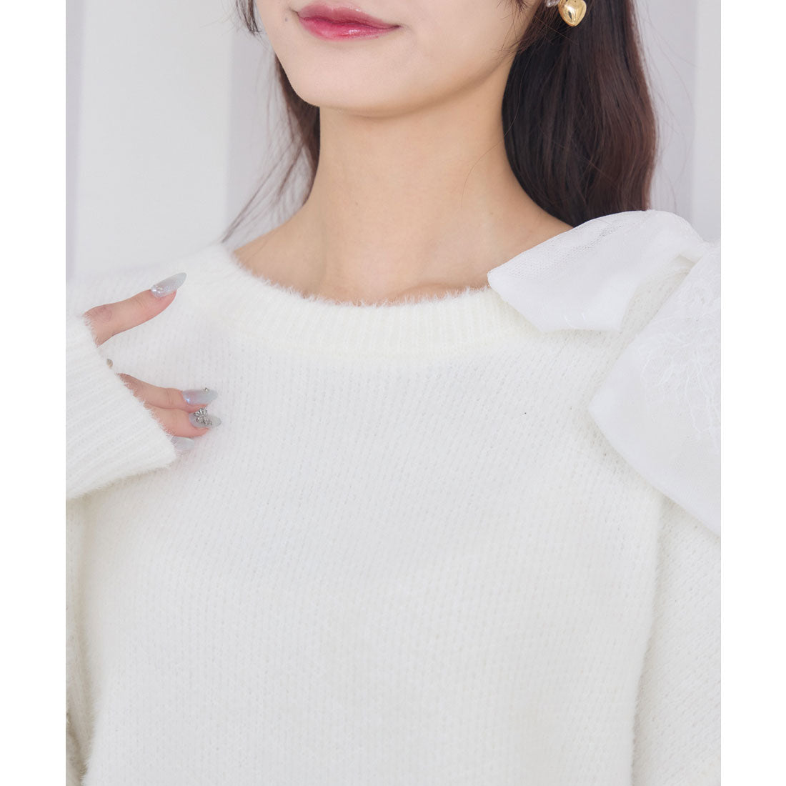 クチュールバイロジータ couture BY ROJITA 肩リボンニットミニワンピース （ホワイト） ホワイト