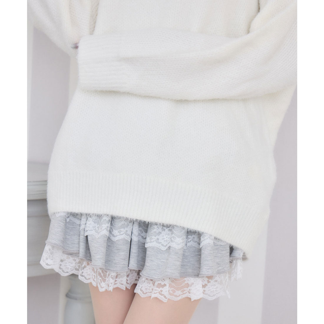 クチュールバイロジータ couture BY ROJITA 肩リボンニットミニワンピース （ホワイト） ホワイト