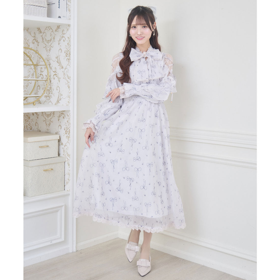 クチュールバイロジータ couture BY ROJITA リボン柄シアーロングワンピース （ピンク） ピンク