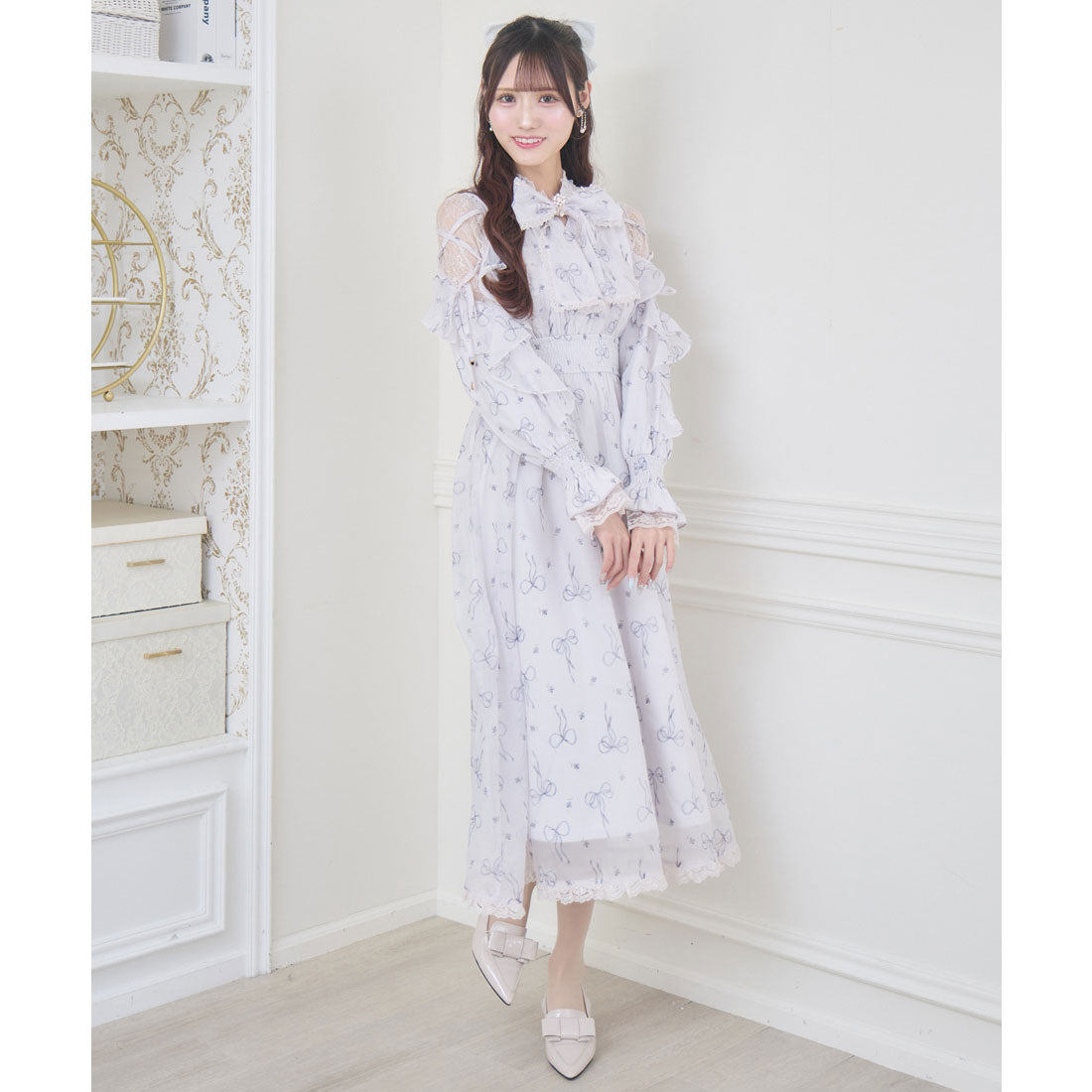 クチュールバイロジータ couture BY ROJITA リボン柄シアーロングワンピース （ピンク） ピンク