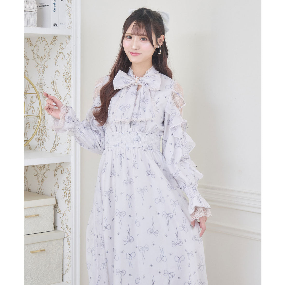 クチュールバイロジータ couture BY ROJITA リボン柄シアーロングワンピース （ピンク） ピンク