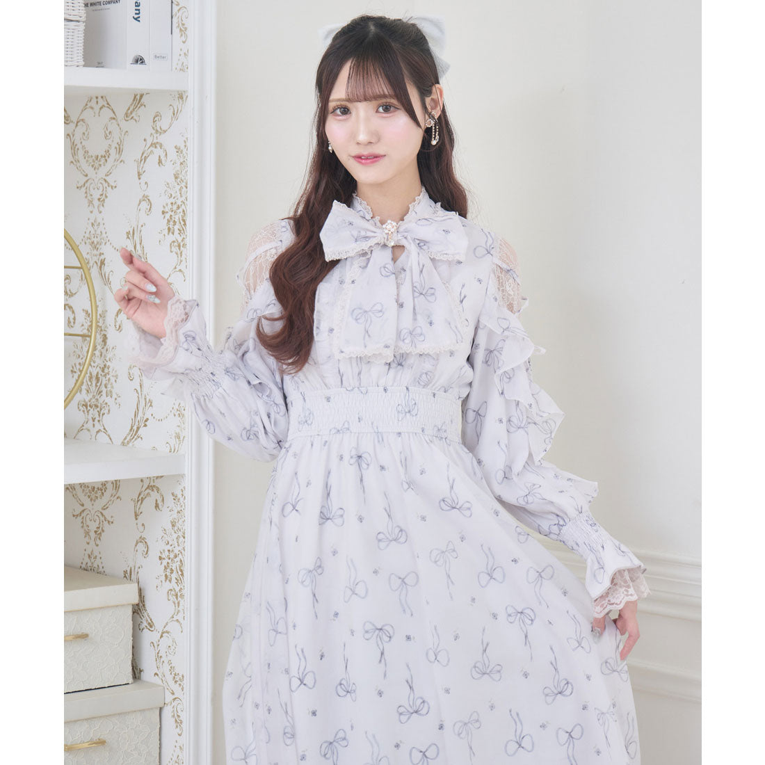 クチュールバイロジータ couture BY ROJITA リボン柄シアーロングワンピース （ピンク） ピンク