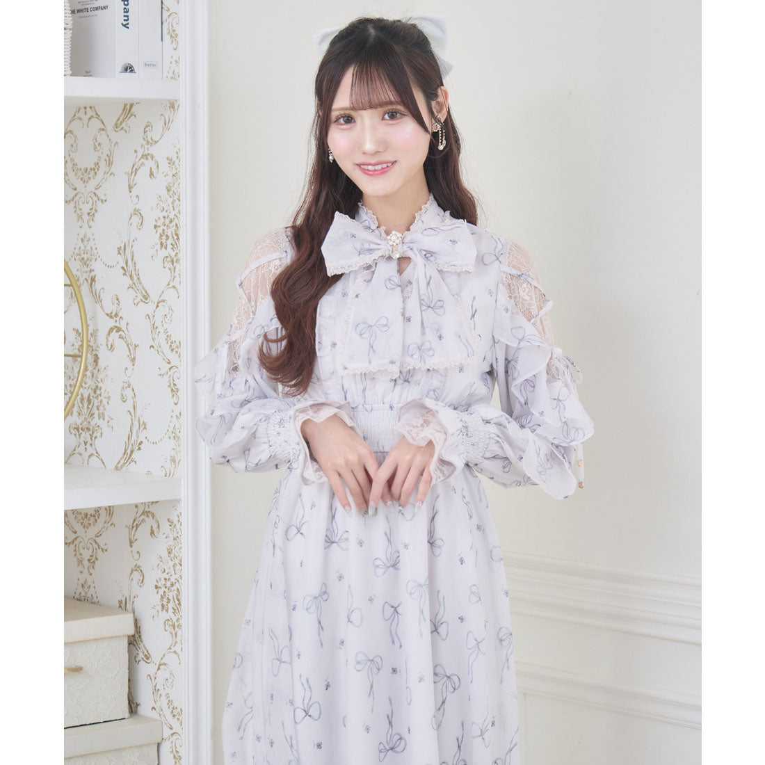 クチュールバイロジータ couture BY ROJITA リボン柄シアーロングワンピース （ピンク） ピンク