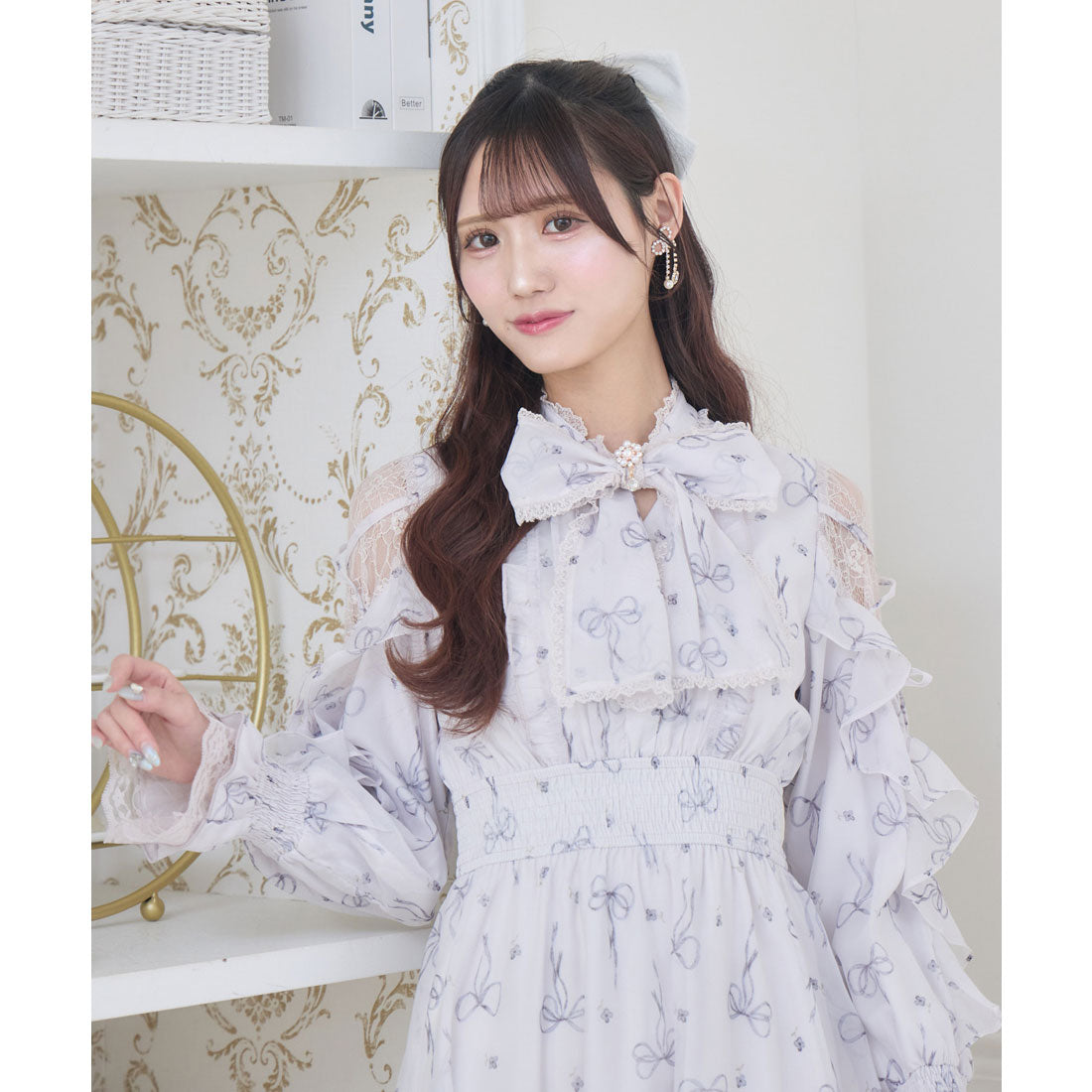 クチュールバイロジータ couture BY ROJITA リボン柄シアーロングワンピース （ピンク） ピンク