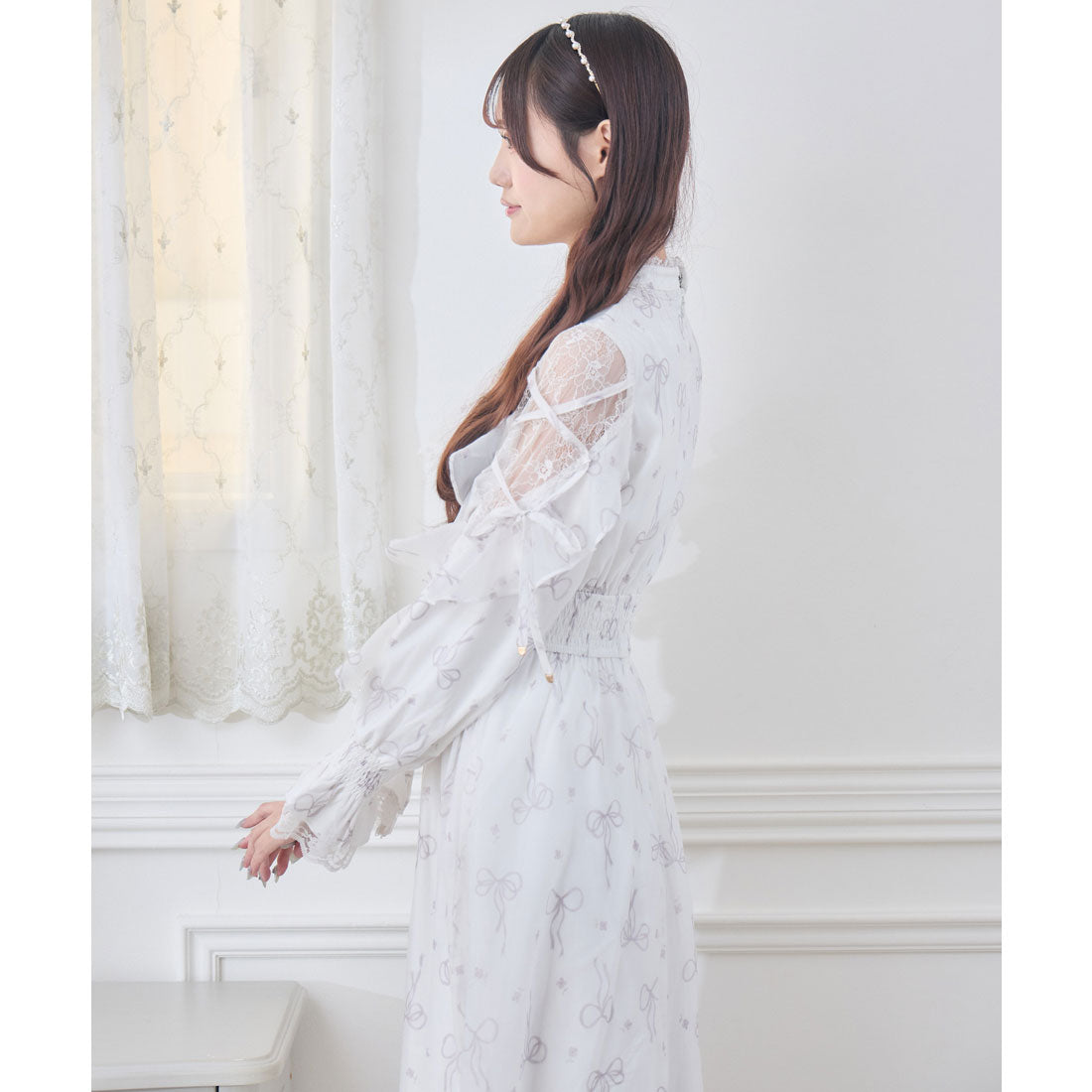 クチュールバイロジータ couture BY ROJITA リボン柄シアーロングワンピース （ピンク） ピンク