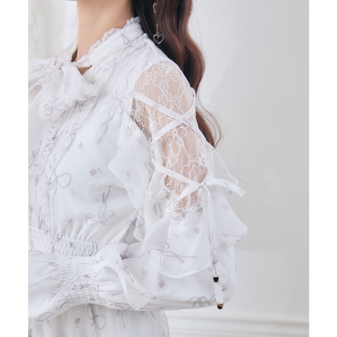 クチュールバイロジータ couture BY ROJITA リボン柄シアーロングワンピース （ピンク） ピンク