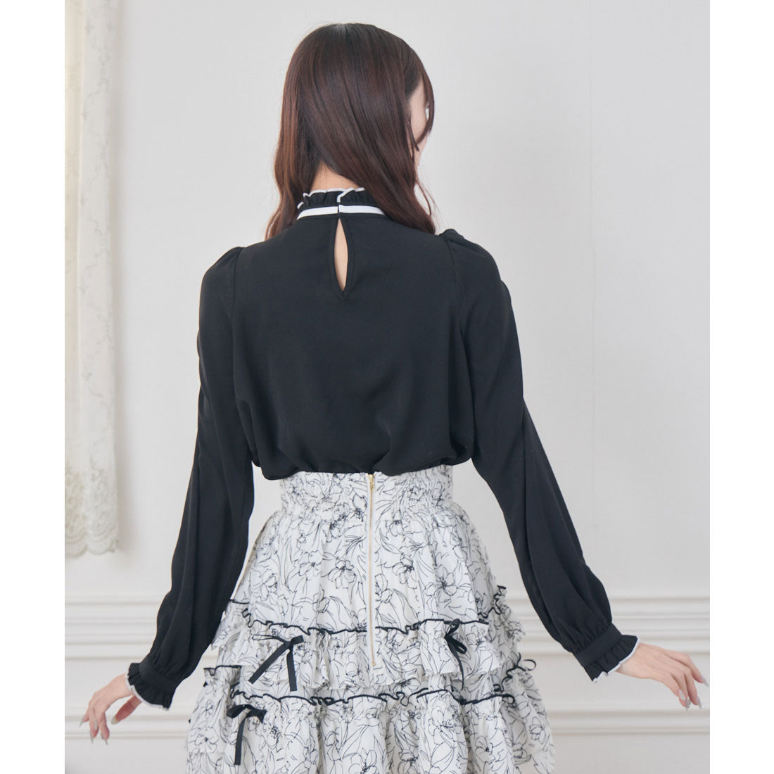 クチュールバイロジータ couture BY ROJITA ギャザーリボンブラウス （ブラック） ブラック