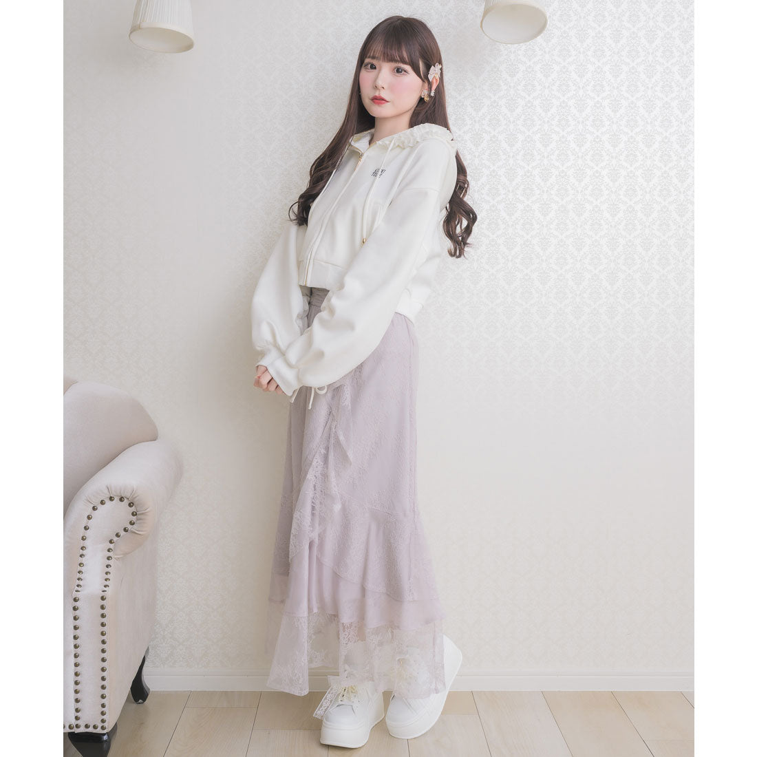 クチュールバイロジータ couture BY ROJITA レースティアードロングスカート （ピンク） ピンク