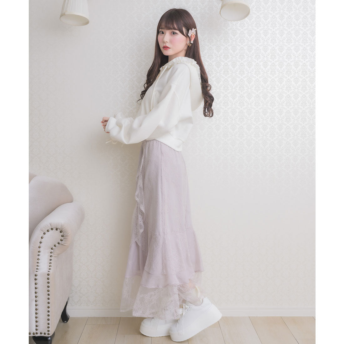 クチュールバイロジータ couture BY ROJITA レースティアードロングスカート （ピンク） ピンク