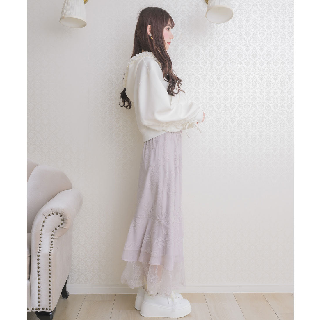 クチュールバイロジータ couture BY ROJITA レースティアードロングスカート （ピンク） ピンク