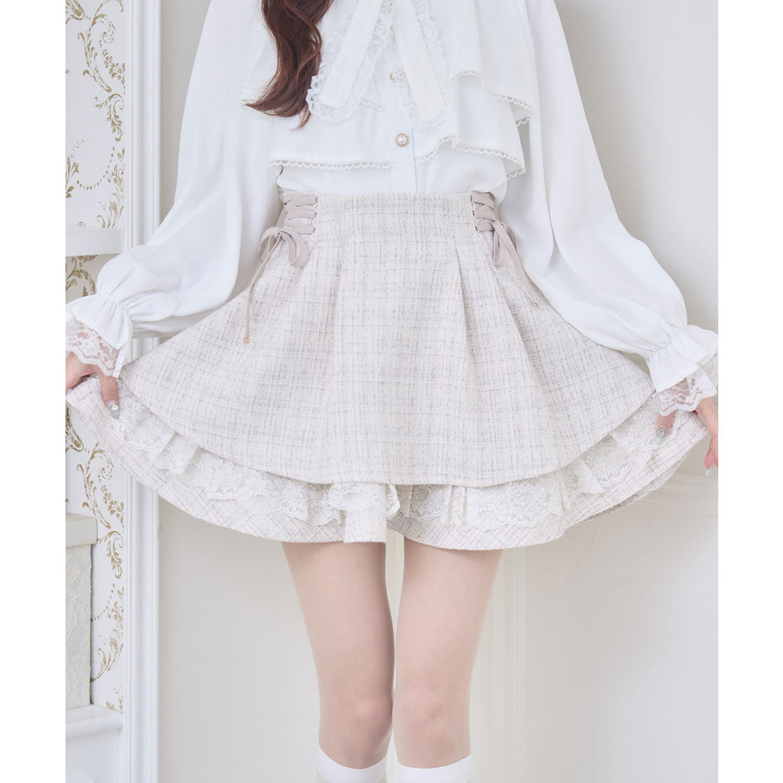 クチュールバイロジータ couture BY ROJITA ツイードスカパン （ベージュ） ベージュ