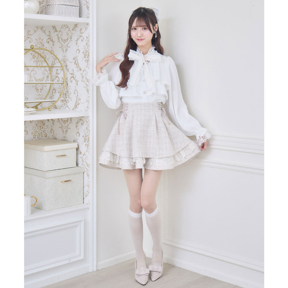 クチュールバイロジータ couture BY ROJITA ツイードスカパン （ベージュ） ベージュ