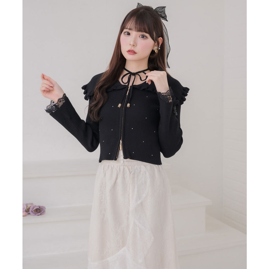 クチュールバイロジータ couture BY ROJITA ビッグ衿ニットトップス （ブラック） ブラック