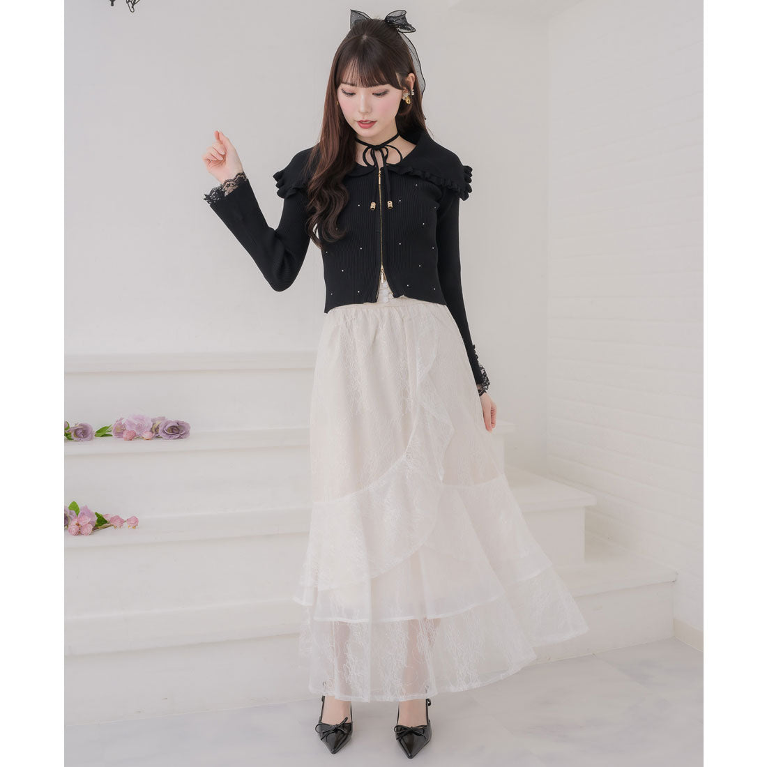 クチュールバイロジータ couture BY ROJITA ビッグ衿ニットトップス （ブラック） ブラック