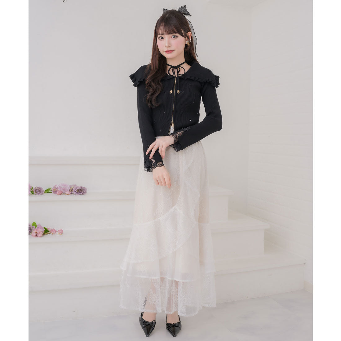 クチュールバイロジータ couture BY ROJITA ビッグ衿ニットトップス （ブラック） ブラック